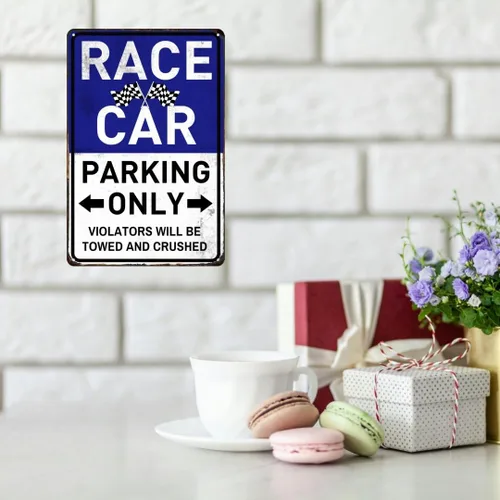 Miniatura 5 de Decoración de Coche Coches de Carreras Decoración de Dormitorio Para Niños Letrero de Solo Estacionamiento de Coches de Carreras Decoración
