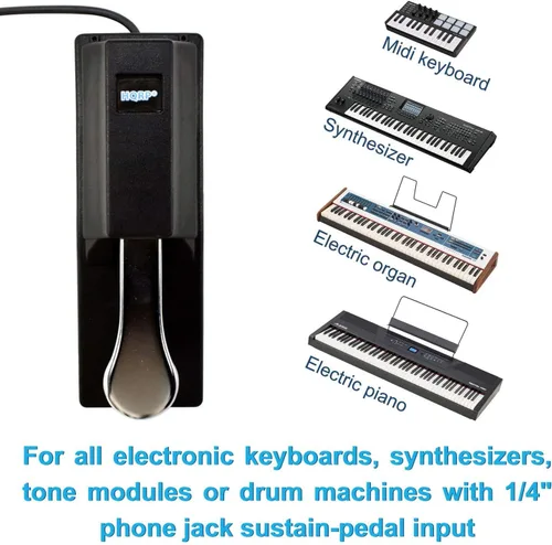 Miniatura 4 de HQRP Pedal Sustain para teclado, cable de 6.5 pies, enchufe universal de 1/4 pulgadas, interruptor de polaridad, compatible con pianos digitales