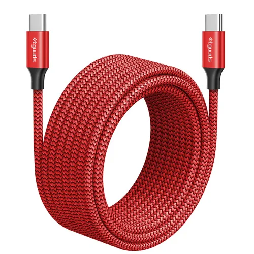 Miniatura 13 de etguuds Cable USB-C a USB-C extralargo - 16 pies/16.4 ft PD 60 W carga rápida, cable de carga de nailon trenzado doble duradero 2.0 - Negro