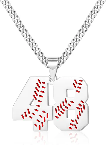 Miniatura 35 de Btysun Collares de béisbol de béisbol número 0-99 dijes de acero inoxidable para hombres, regalos de béisbol, papá, marido, regalo de Navidad
