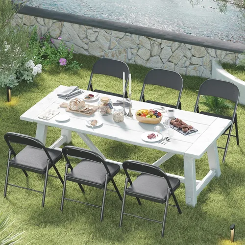 Miniatura 2 de Paquete de 2 sillas plegables con cojín acolchado, silla de metal con marco de acero resistente, capacidad de 450 libras y asiento cómodo, silla
