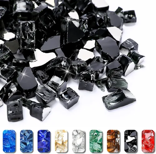 Miniatura 23 de GRISUN Vidrio de fuego azul océano Pacífico para hoguera, 10 libras 1/2 pulgada rocas de vidrio templado para chimenea natural o propano, seguro