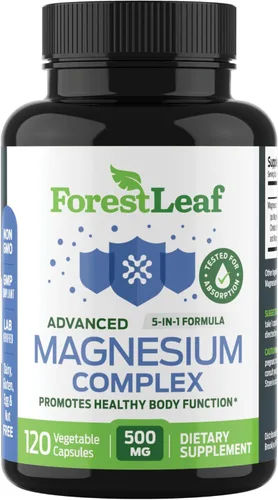 Miniatura 8 de ForestLeaf Complejo de magnesio 500mg - 500mg cápsulas - suplemento 500 mg - para el sueño, estreñimiento - suplemento para mujeres (120 unidades)