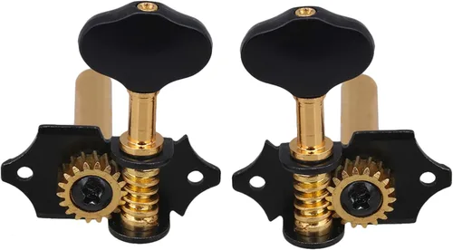 Miniatura 2 de Yibuy Aleación de zinc negro dorado estilo abierto máquina de guitarra cabeza afinación clavijas de bloqueo sintonizadores 3L 3R 18:1 para guitarra