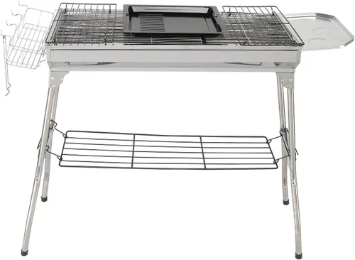 Savins Parrilla portátil de acero inoxidable, parrilla de barbacoa para cocinar al aire libre, camping, senderismo, picnic, jardín, playa, fiesta,