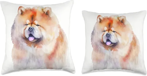 Miniatura 3 de Charming Watercolor Dog Art Chow Chow Chow - Almohada colorida de acuarela para perro, 16 x 16 pulgadas, multicolor