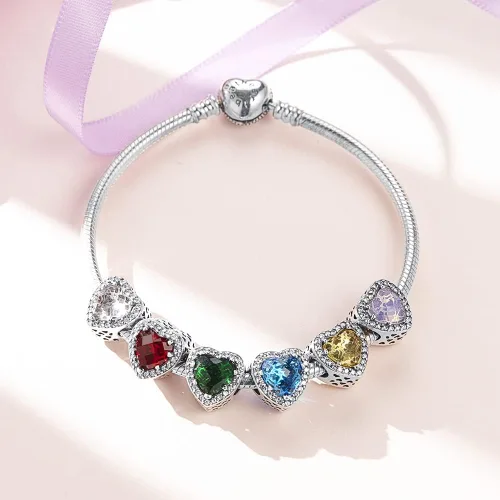 Miniatura 3 de LONGLUCK Dije de ojo de cristal para pulsera, plata de ley 925 con circonitas cúbicas para mujer, pulsera y collar