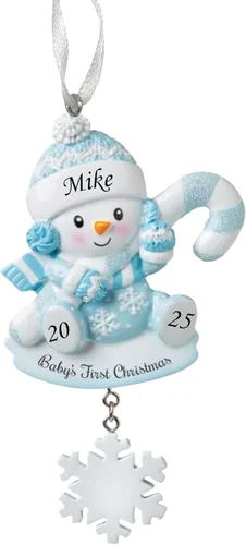 2025 Adorno de primera Navidad del bebé - Niño bebé con bastón de caramelo personalizado recuerdo festivo – Adorno personalizado de mi primera