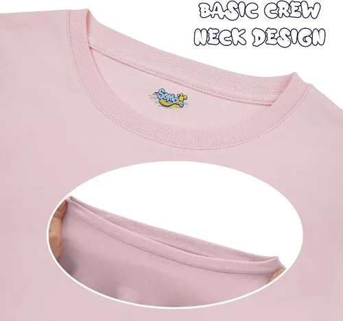 Miniatura 4 de Semois Paquete de 5 camisetas de manga larga para niñas, algodón suave, cuello redondo, camisetas básicas de manga larga para niñas pequeñas
