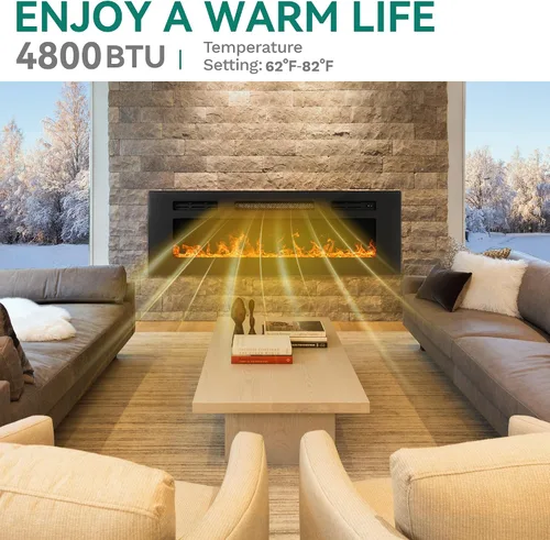 Miniatura 5 de YITAHOME Insertos de chimenea eléctrica de 36 pulgadas, calentadores de chimenea para uso en interiores, empotrados o montados en la pared, control