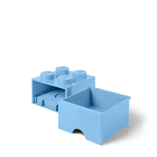 Miniatura 4 de Lego - Caja en forma de bloque tipo Lego, 4 perillas, 1 caja, apilable, caja de almacenamiento Azul real claro
