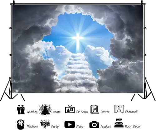 Miniatura 3 de Renaiss Fondo de telón de fondo de escalera al cielo, luz sagrada, nubes, paraíso escaleras, fondo de escalera al cielo, actividad cristiana