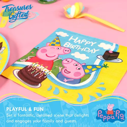 Miniatura 5 de Treasures Gifted Servilletas de fiesta de cumpleaños de Peppa Pig con licencia oficial, paquete de 32 servilletas de Peppa Pig - Suministros