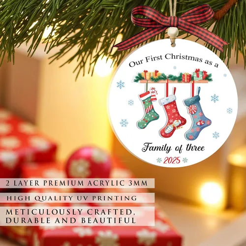 Miniatura 4 de Adornos de Navidad Familiares 2025, Nuestro Primer Adorno de Navidad como Familia de 3, Adorno de Árbol de Navidad, Adornos de Primer Navidad
