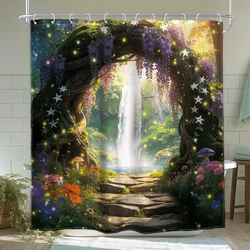 Miniatura 26 de Cortina de ducha floral roja para baño, 60 pulgadas de ancho x 72 pulgadas de largo, flor de cerezo, ciruela, estética asiática, japonesa, acuarela