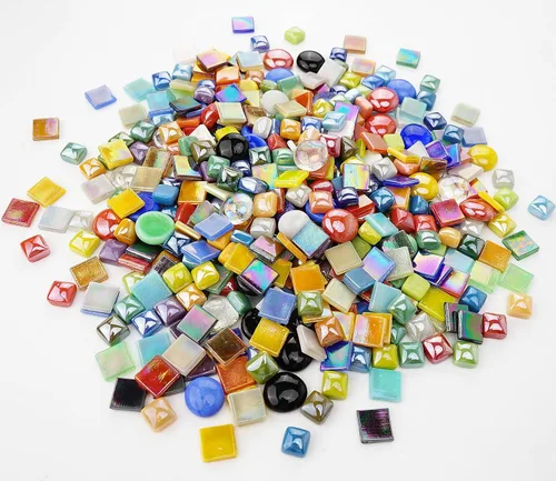 Miniatura 6 de Lanyani Paquete de Gran Valor de 2.2 Libras de Azulejos de Mosaico de Vidrio a Granel para Manualidades de Bricolaje, Varias Piezas de Azulejos