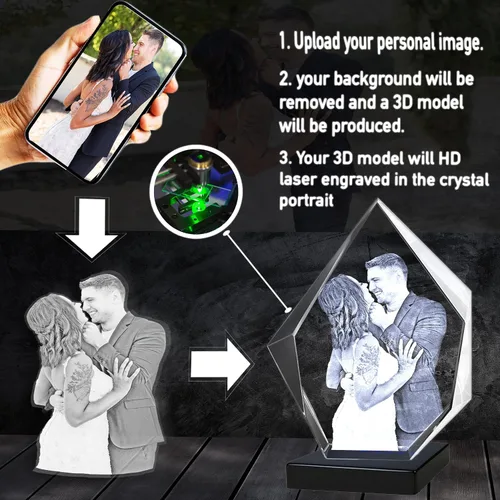 Miniatura 4 de Foto de cristal, personalizada con tu propia foto, imagen grabada con láser, marco de cristal para retrato de iceberg grabado personalizado