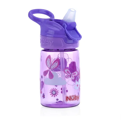 Miniatura 5 de Nuby Botella de agua impresa Flip-it Reflex con botón para llevar con boquilla suave, 12 onzas, más de 18 meses, 1 paquete, recibirás uno