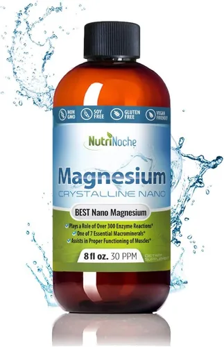 NutriNoche Suplemento de magnesio líquido - 30 PPM de partículas de magnesio de tamaño nano absorbidas a nivel celular - Minerales coloidales