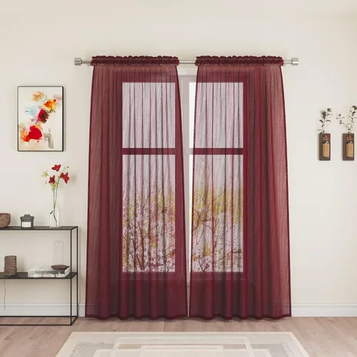 Miniatura 43 de UPOPO Paneles de Cortina Beige Pequeños Cortinas Transparentes de Gasa de 16 Pulgadas de Largo Cortinas de Cocina de Voile con Textura de Lino