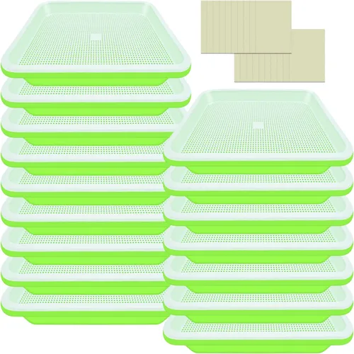 Miniatura 12 de Legigo Paquete de 10 bandejas de germinación de semillas verdes, bandeja de germinación de cultivo sin tierra, bandeja de vivero sin BPA con papel