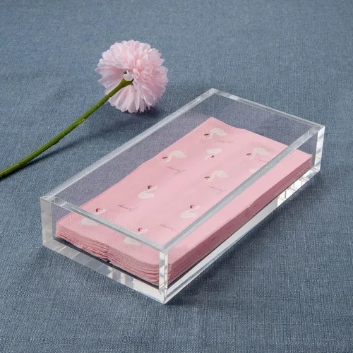 Miniatura 4 de HIIMIEI Servilletero de acrílico, soporte para toallas de invitados de acrílico de 0.315 in de grosor, soporte para servilletas de cóctel de mesa