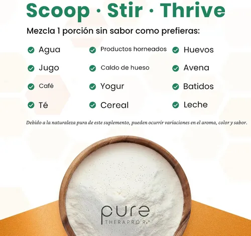 Miniatura 6 de Pure Therapro Rx TriActive Collagen Plus, colágeno en polvo para cabello, piel, uñas, huesos y articulaciones, polvo de colágeno hidrolizado