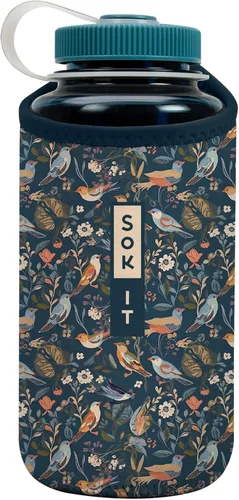 Miniatura 10 de Sok It BotlSok Funda para botella de agua con cubierta de neopreno aislante (Floral abstracto, se ajusta a CamelBak o Nalgene de 12 onzas)
