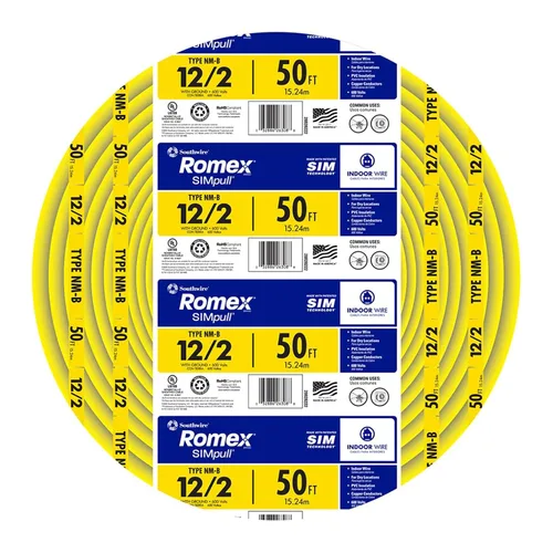 Miniatura 2 de Southwire Romex marca Simpull cable sólido para interiores 12/2 con toma a tierra NMB, 15.24 m, carrete - SW# 28828222