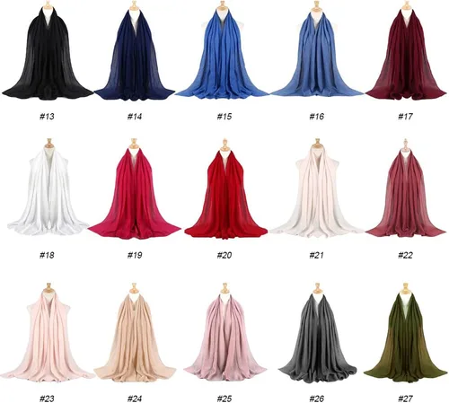 Miniatura 4 de Hijab - Bufanda de cabeza musulmana de color sólido para mujer, bufanda larga de algodón, bufanda ligera de gasa