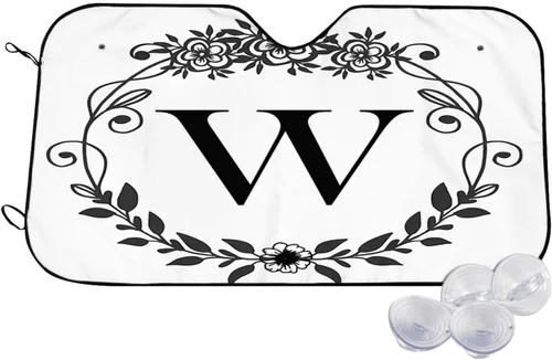 Miniatura 13 de Parasol para parabrisas de automóvil con inicial floral, letra Q, parasol plegable para automóvil, bloquea los rayos UV para automóvil, camión, SUV