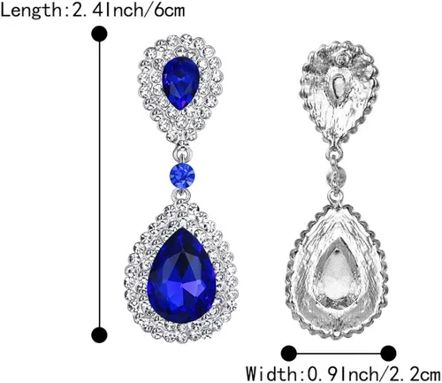 Miniatura 5 de BriLove Aretes colgantes de cristal para novia de moda para mujer, Cristal
