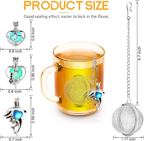 Miniatura 4 de 3 infusor de té TeaSanavie Loose Tea Steeper de acero inoxidable de malla fina bola de té de hojas sueltas Infusores de té que brillan