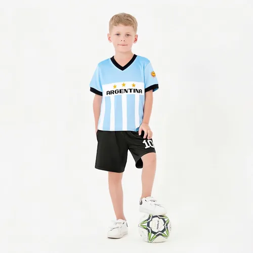 Miniatura 26 de Cnins Camisetas de entrenamiento de fútbol para niños de 2 a 14 años, trajes de práctica para niños y niñas con colores del equipo nacional