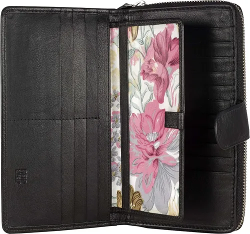 Miniatura 16 de Cartera grande de piel para mujer con bloqueo de identificación por radiofrecuencia