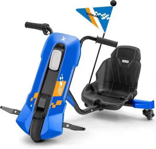 Miniatura 8 de ELEMARA Kart de deriva con velocidad sin escalones, carritos de deriva de 12V para niños con asiento ajustable, kart para niños de 5 MPH con música