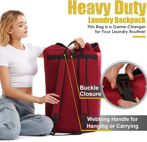 Miniatura 5 de Bolsa de lavandería extra grande de 115 litros, artículos esenciales para dormitorio universitario, mochila de lavandería para la universidad, bolsa