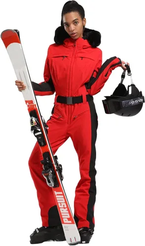 Miniatura 74 de GSOU SNOW Traje de esquí para mujer, traje de nieve de una pieza, para snowboard, delgado, aislante, impermeable, resistente al viento
