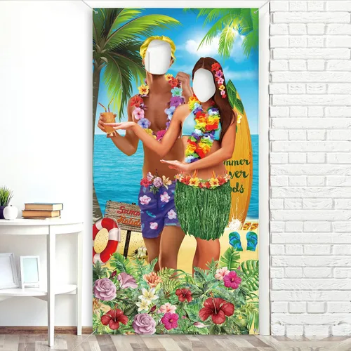 Miniatura 3 de Blulu Pancarta hawaiana de verano de 6 x 3 pies para fotos tropicales de Luau Tiki para parejas, decoración de fiesta hawaiana, decoración de fiesta