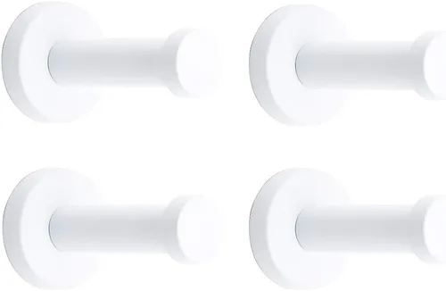 Miniatura 7 de Gancho clásico de acero inoxidable blanco súper resistente, para colgar abrigos, ganchos para toallas de baño (8 pulgadas, 4 unidades)