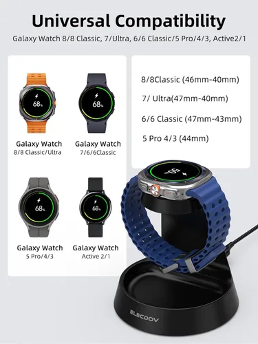 Miniatura 7 de Cargador de reloj para Samsung - Soporte de cargador para Galaxy Watch 8 con módulo magnético integrado, estación de carga inalámbrica para Samsung
