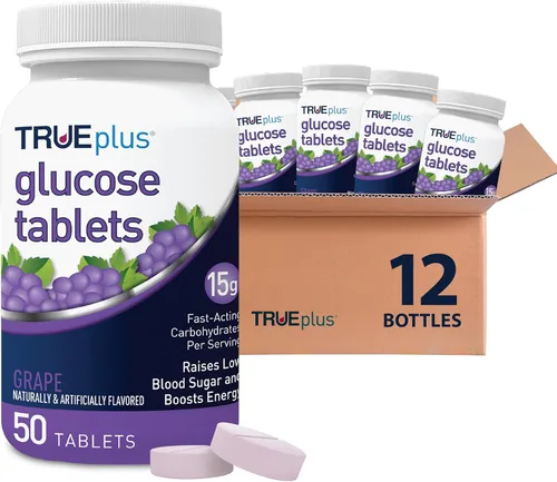 Miniatura 17 de TRUEplus® Tabletas de glucosa, sabor surtido (uva, frambuesa, naranja), botella de 50 unidades (1)