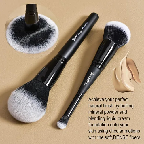 Miniatura 4 de Corrector de base de doble extremo, brocha de maquillaje con pelusa impecable, cepillo de cara grande, paquete de 2 piezas, ideal para líquidos