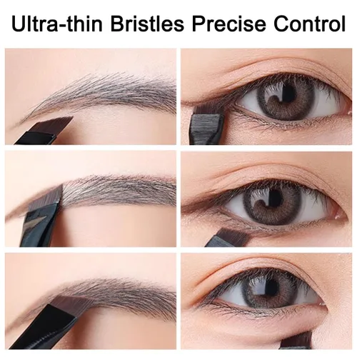 Miniatura 4 de Juego de 15 pinceles para tinte de cejas y delineador en ángulo, precisión inclinada ultrafina para delineador, tinte de cejas y maquillaje, incluye