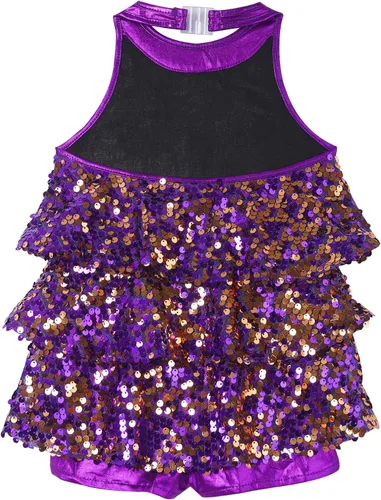 Miniatura 2 de Agoky Vestido de baile de ballet brillante para niños y niñas, trajes de baile latino modernos, trajes de baile para escenario, ropa deportiva