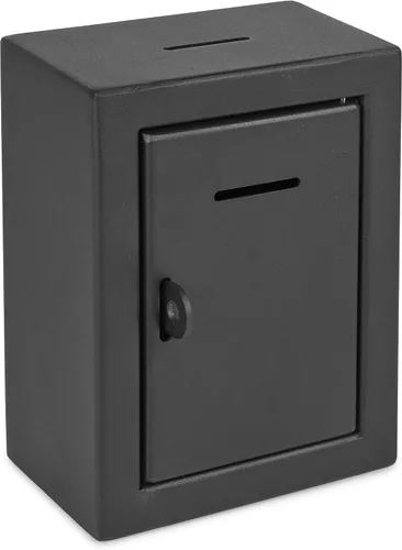 Miniatura 27 de Caja de metal para colección benéfica segura con ranura y montaje en pared, caja de caída de 8.5 x 6.5 x 4 pulgadas para el hogar y la oficina Blanco