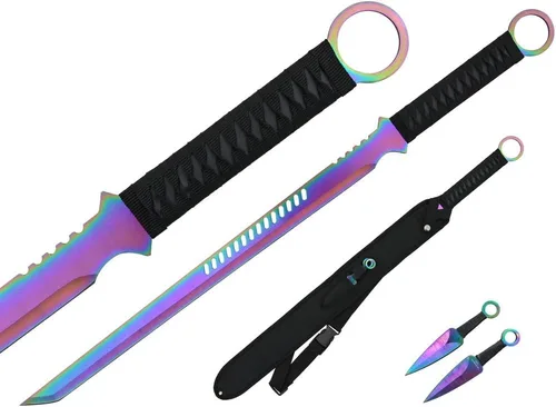 Miniatura 5 de Ninja Sword Machete Cuchillo de lanzamiento táctico Katana Tanto Blade, 27 pulgadas
