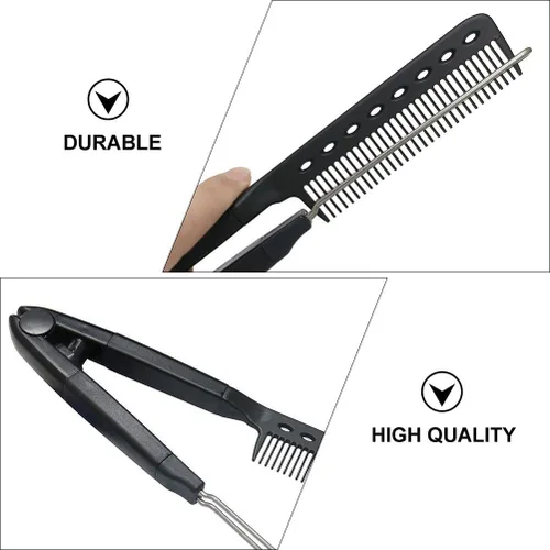 Miniatura 9 de FRCOLOR Juego de 2 cepillos para alisar el cabello, peine en forma de V, herramienta de hierro plano compacto para salón y cuidado del cabello