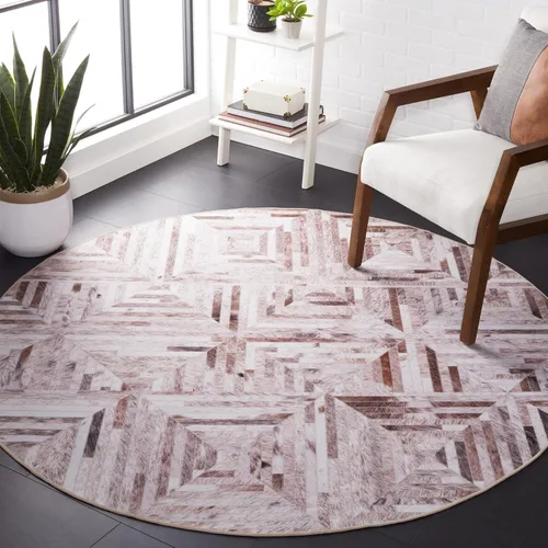 Miniatura 10 de SAFAVIEH Colección de alfombras lavables de piel sintética, alfombra de pasillo de 2 pies 6 pulgadas x 8 pies, beige y marrón, antideslizante