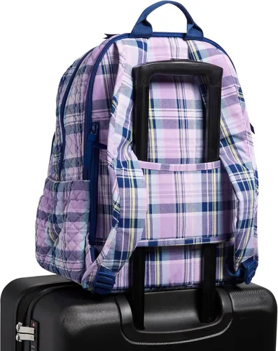 Miniatura 6 de Vera Bradley Mochila Campus de Algodón para Mujer, Amatista Plaid - Algodón Reciclado